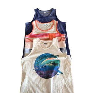 Lot of 3 Youth Lg 10-12 Tank Tops Old Navy/Cat & Jack Stripe/Shark/Tie Dye